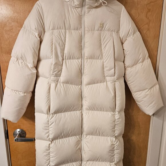 Women's  long down jacket in cream XS - Picture 6 of 9